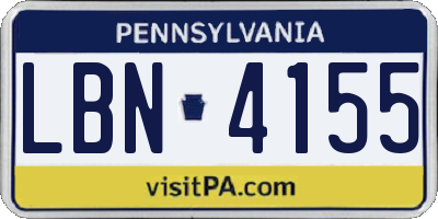PA license plate LBN4155