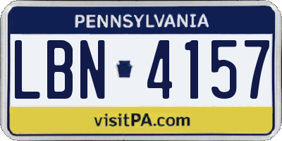 PA license plate LBN4157
