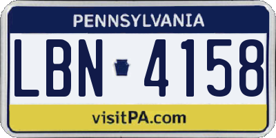 PA license plate LBN4158