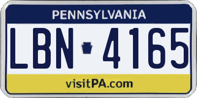 PA license plate LBN4165