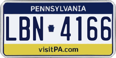 PA license plate LBN4166