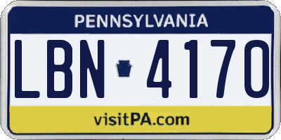 PA license plate LBN4170