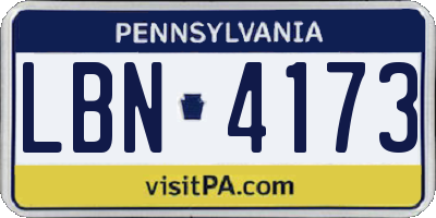 PA license plate LBN4173