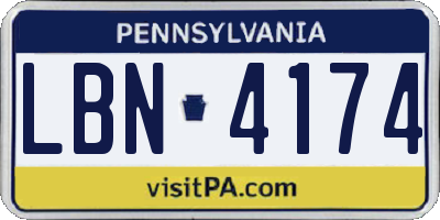 PA license plate LBN4174