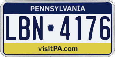 PA license plate LBN4176
