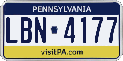 PA license plate LBN4177