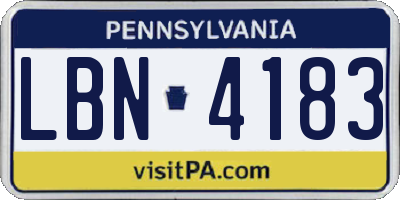 PA license plate LBN4183