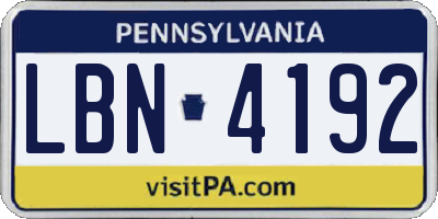 PA license plate LBN4192