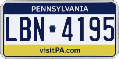 PA license plate LBN4195