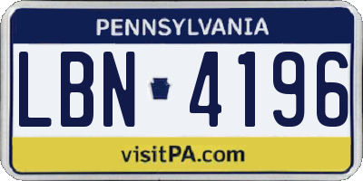 PA license plate LBN4196