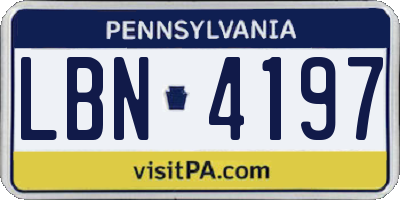 PA license plate LBN4197