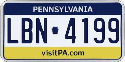 PA license plate LBN4199
