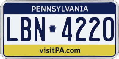 PA license plate LBN4220