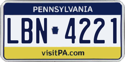 PA license plate LBN4221