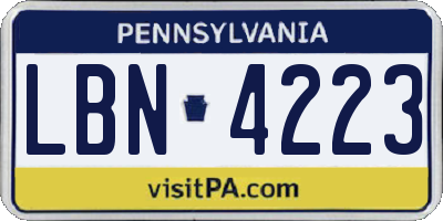 PA license plate LBN4223
