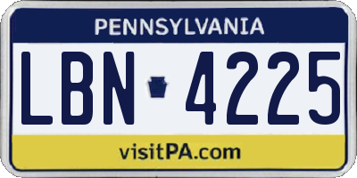 PA license plate LBN4225