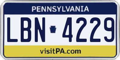 PA license plate LBN4229