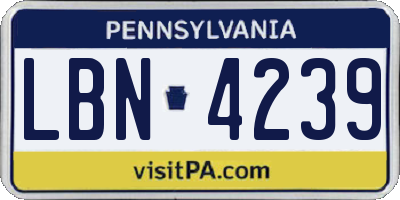 PA license plate LBN4239