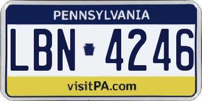 PA license plate LBN4246