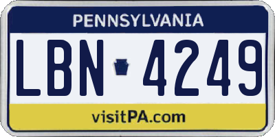 PA license plate LBN4249