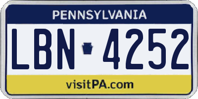 PA license plate LBN4252