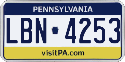 PA license plate LBN4253