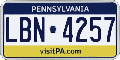 PA license plate LBN4257