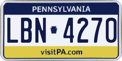 PA license plate LBN4270