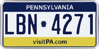 PA license plate LBN4271