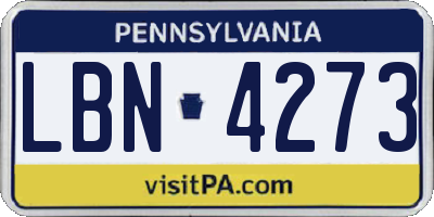 PA license plate LBN4273