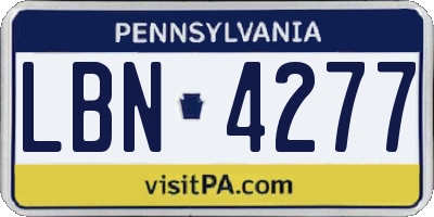 PA license plate LBN4277