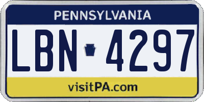 PA license plate LBN4297
