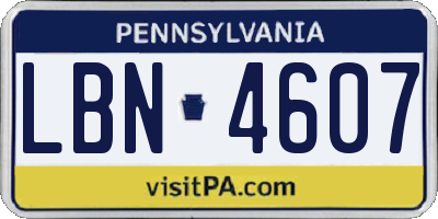 PA license plate LBN4607