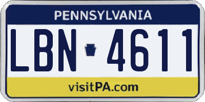 PA license plate LBN4611