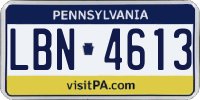 PA license plate LBN4613