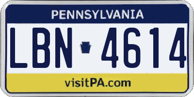 PA license plate LBN4614