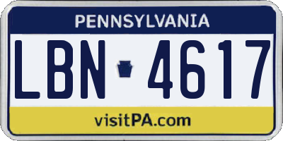 PA license plate LBN4617