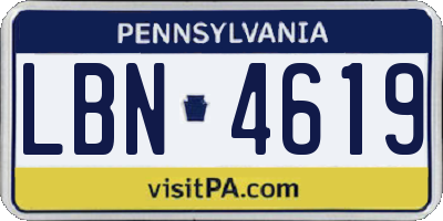 PA license plate LBN4619
