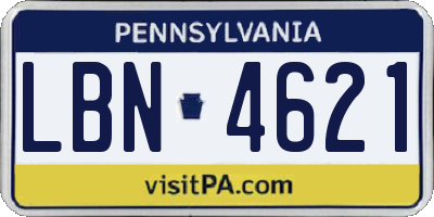 PA license plate LBN4621