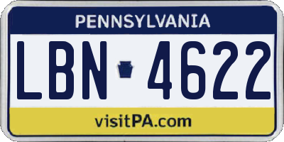 PA license plate LBN4622