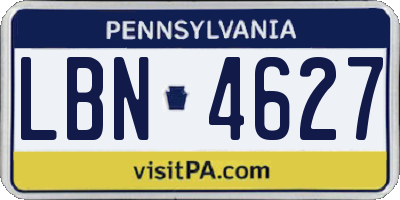 PA license plate LBN4627