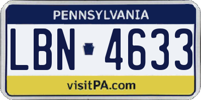 PA license plate LBN4633