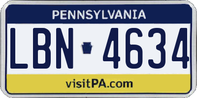 PA license plate LBN4634
