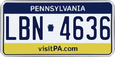 PA license plate LBN4636