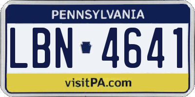 PA license plate LBN4641