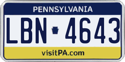 PA license plate LBN4643