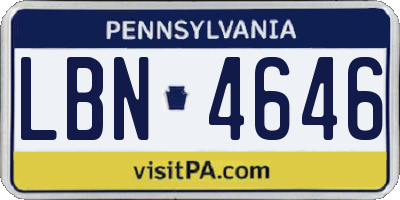 PA license plate LBN4646