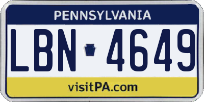 PA license plate LBN4649