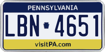 PA license plate LBN4651