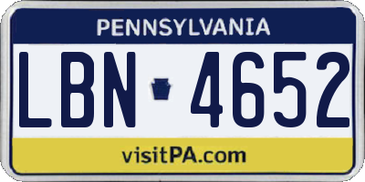 PA license plate LBN4652
